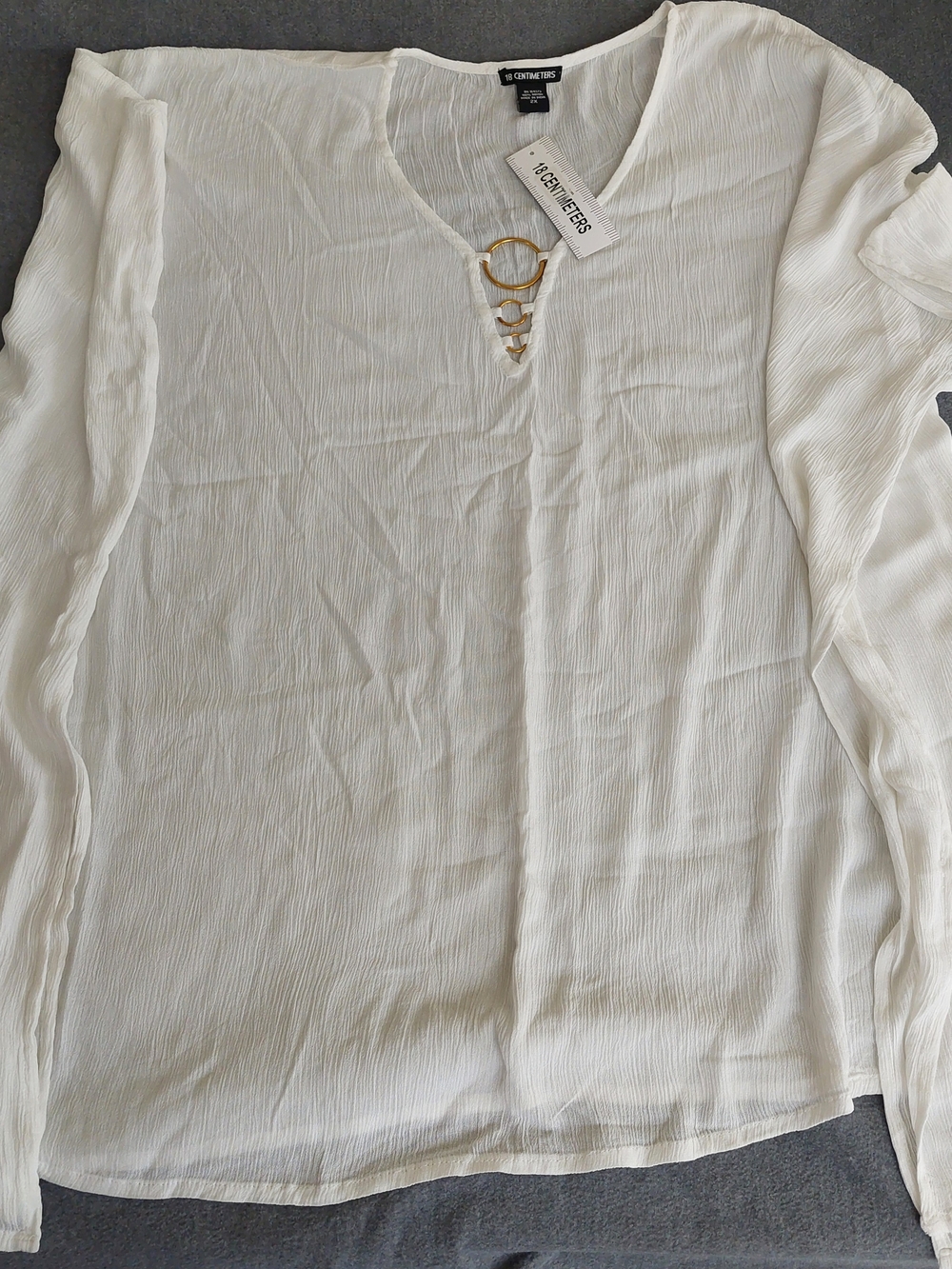 18 Centimeters White Rayon Split Side Beach Cover Up Poncho Women 2X NWT - Picture 2 of 5